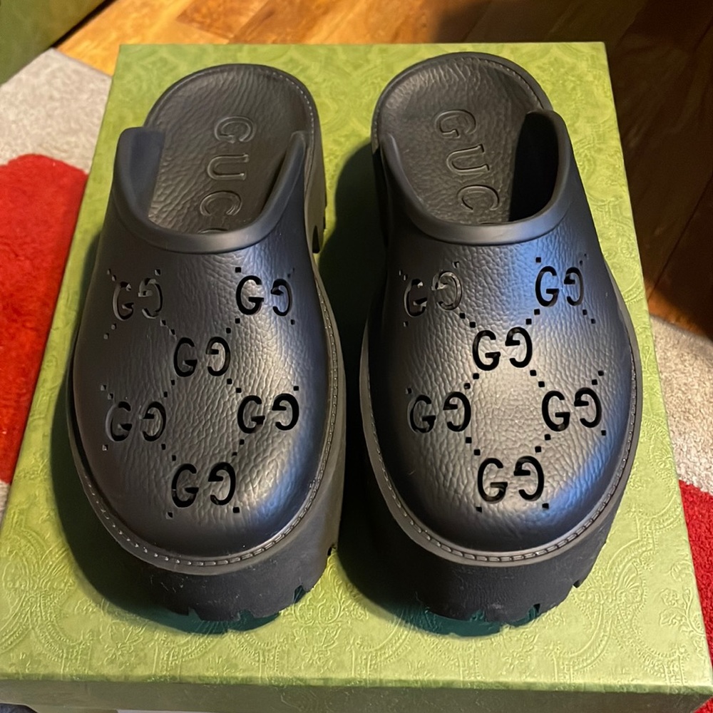Gucci Perforated G Lug-Sole Platform Mules